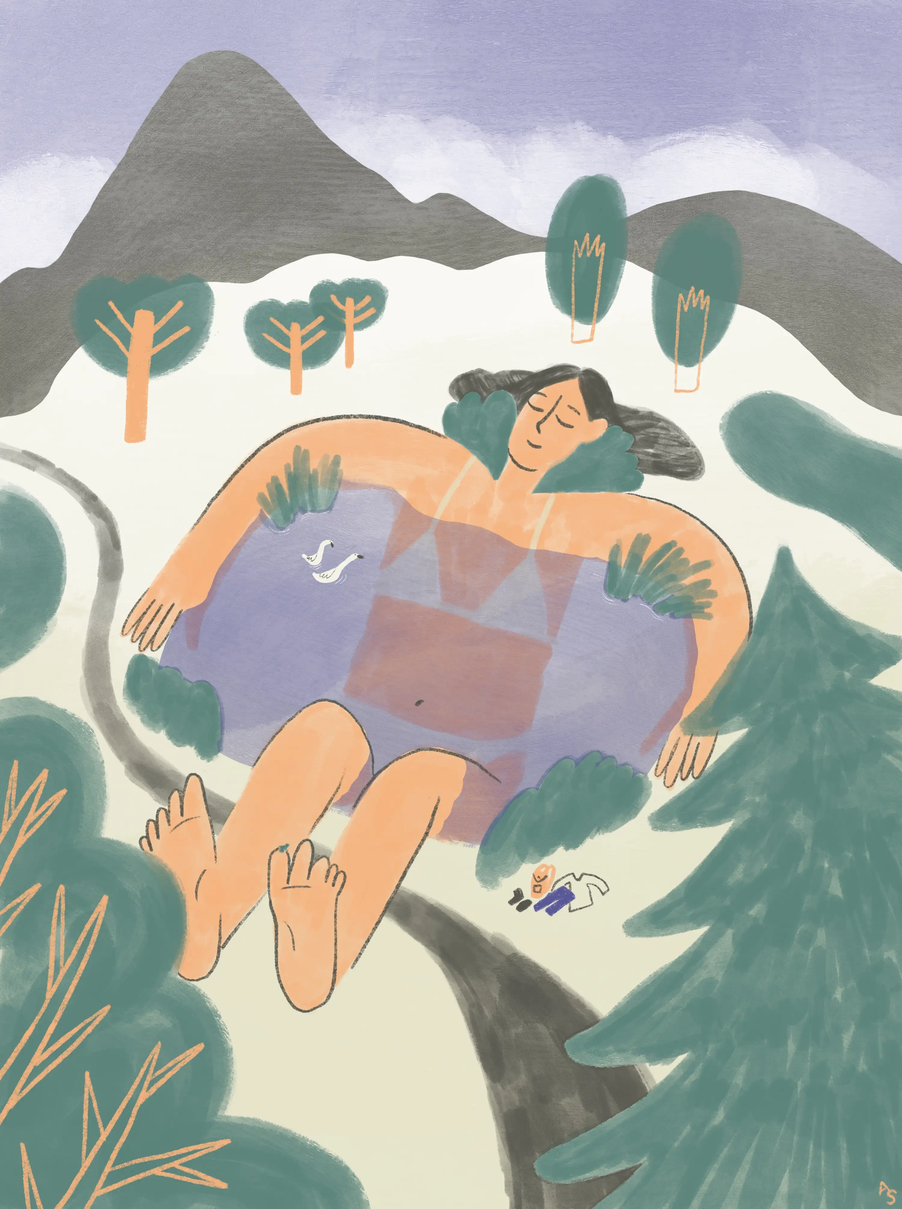 girl in lake
